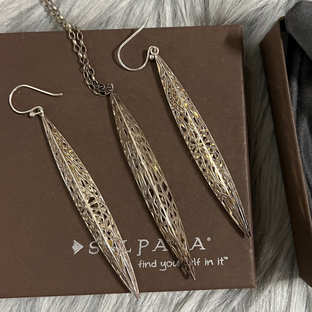 Silpada Intricate Silver Drop Earrings and necklace